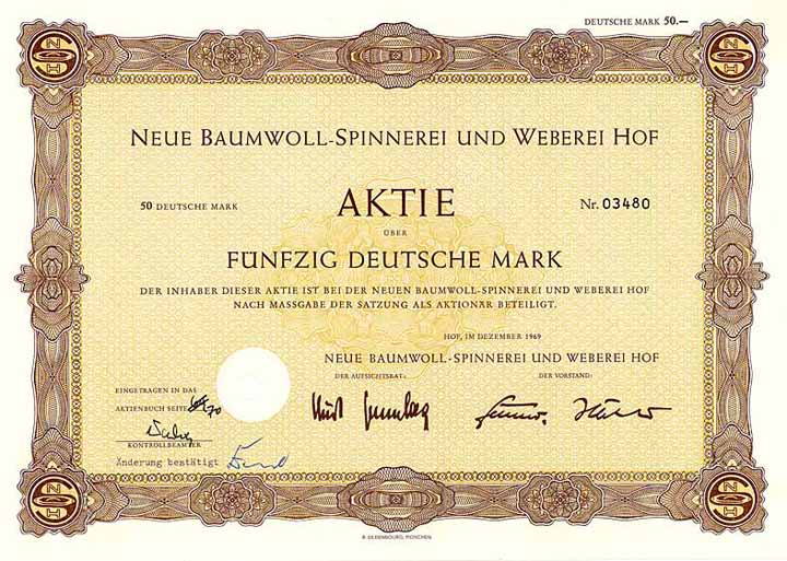 Neue Baumwoll-Spinnerei und Weberei Hof
