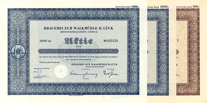 Brauerei zur Walkmühle H. Lück AG (3 Stücke)