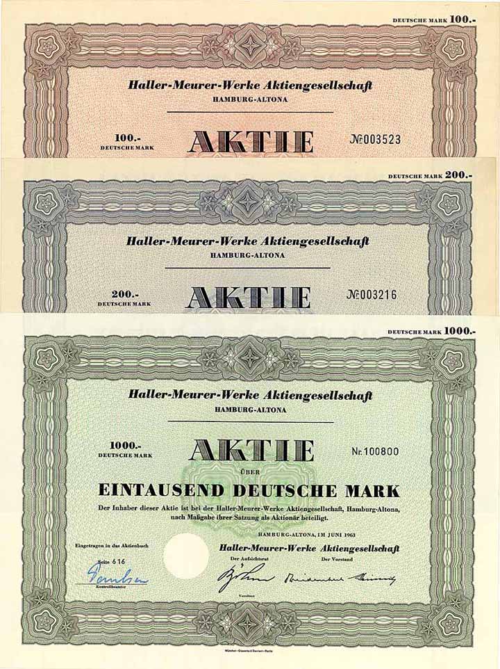Haller-Meurer-Werke AG (7 Stücke)