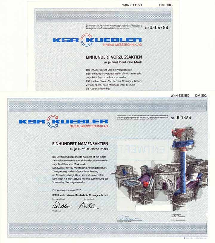 KSR Kuebler Niveau-Messtechnik AG (2 Stücke)