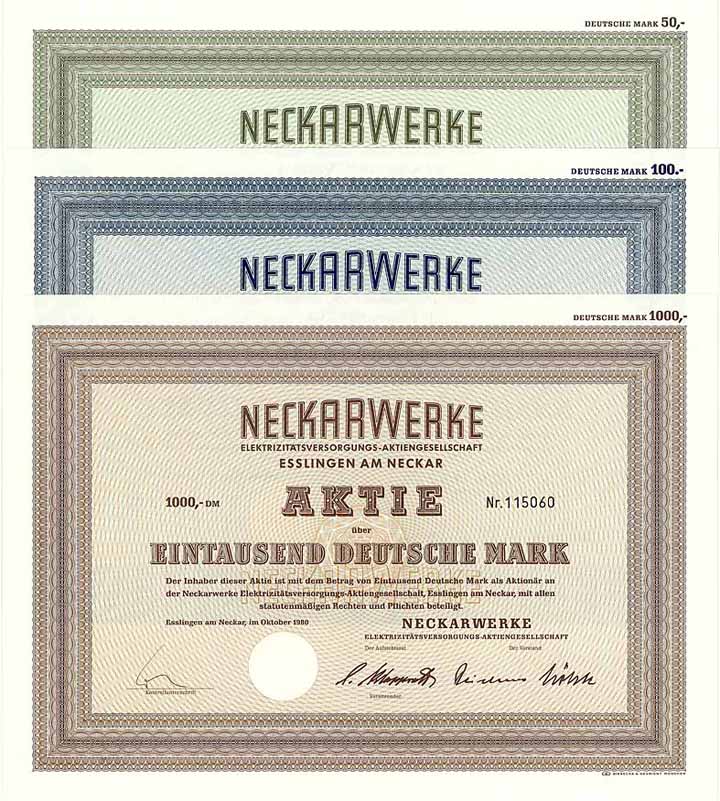 Neckarwerke Elektrizitätsversorgungs-AG (18 Stücke)