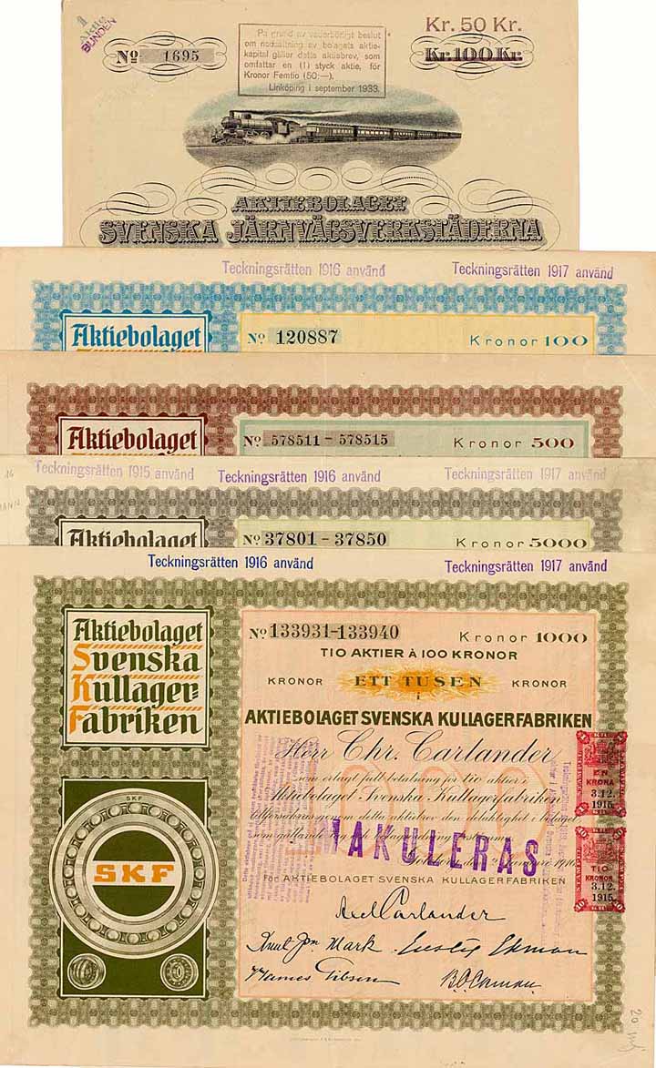 Kleine Schweden-Eisenbahn Sammlung: 5 Stücke 1913-1918