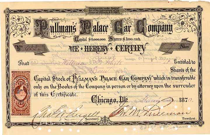 Pullman's Palace Car Co. (OU George Mortimer Pullman)
