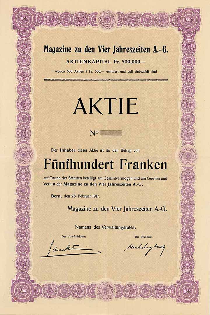 Magazine zu den Vier Jahreszeiten AG