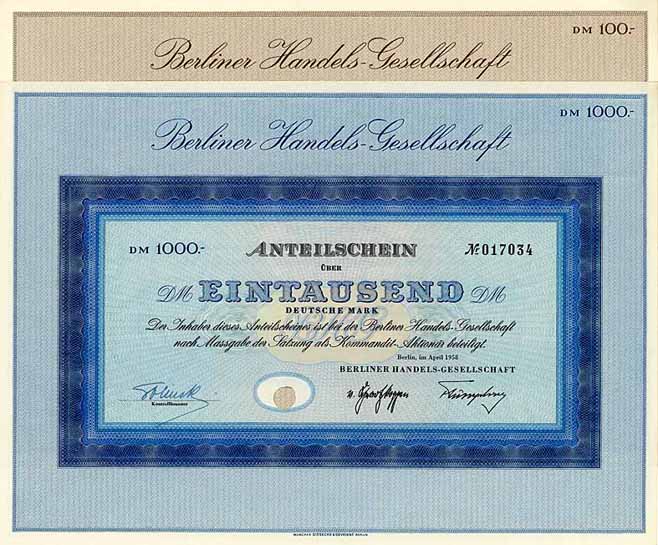 Berliner Handels-Gesellschaft (2 Stücke)