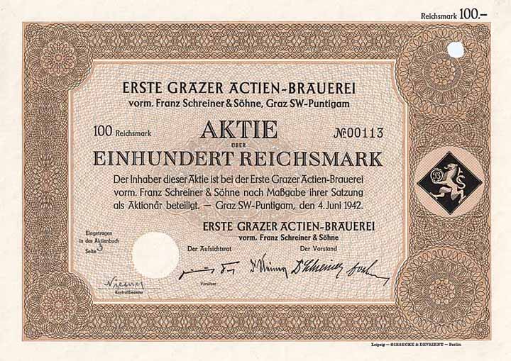 Erste Grazer Actien-Brauerei vorm. Franz Schreiner & Söhne