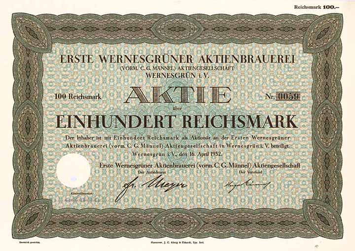 Erste Wernesgrüner Aktienbrauerei (vorm. C. G. Männel) AG