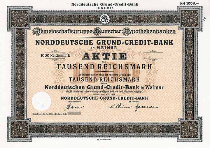 Norddeutsche Grund-Credit-Bank (Blankette!)