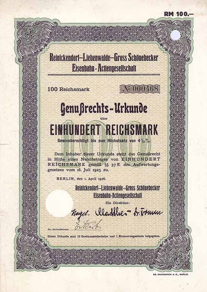 Reinickendorf-Liebenwalde-Gross Schönebecker Eisenbahn-AG