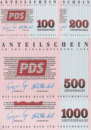PDS-Wahlkampffonds 1994 (4 Stück)