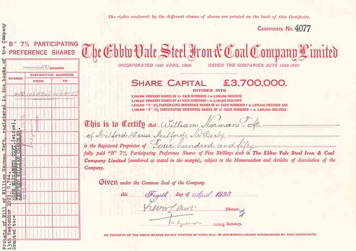 Ebbw Vale Steel Iron & Coal Co.