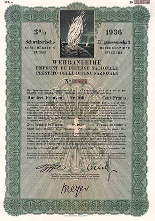 Schweizerische Eidgenossenschaft - Wehranleihe von 1936