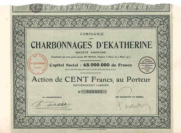 Cie. des Charbonnages d'Ekatherine S.A.