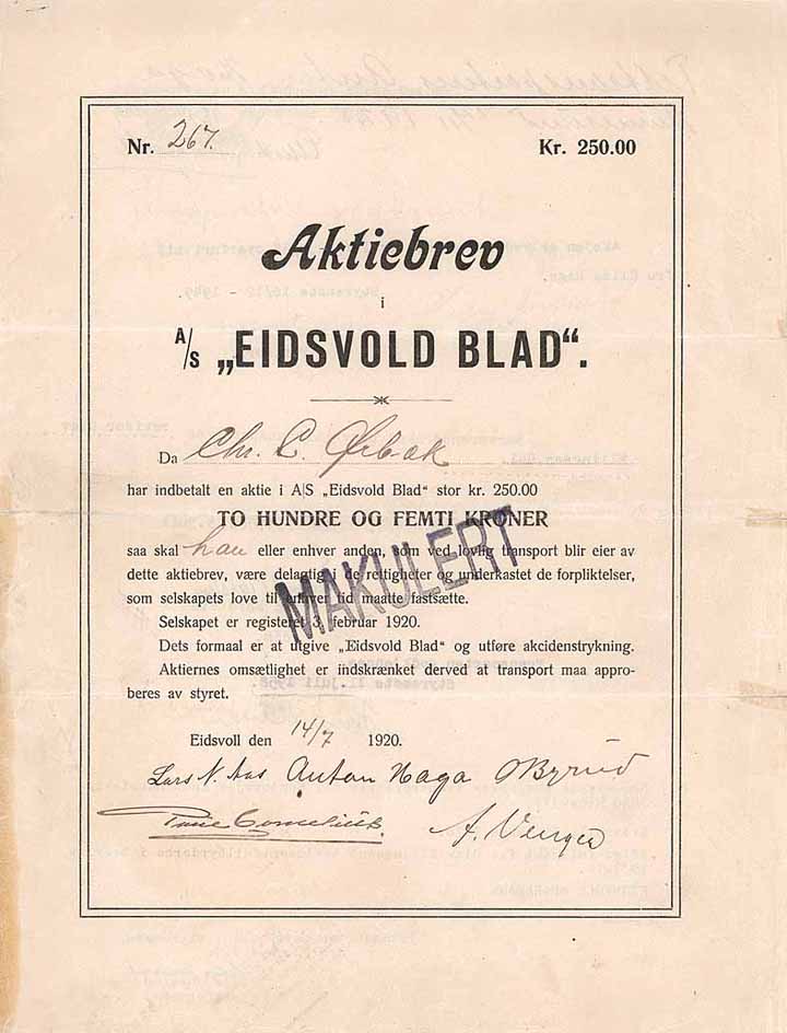 A/S Eidsvold Blad