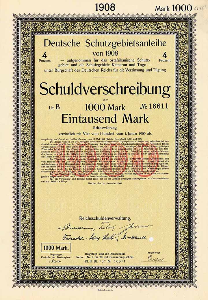 Deutsche Schutzgebietsanleihe von 1908 II