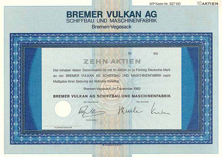 Bremer Vulkan AG Schiffbau und Maschinenfabrik