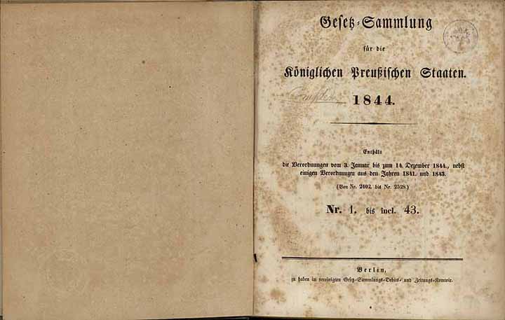 Gesetz-Sammlung für die Königlichen Preußischen Staaten 1844