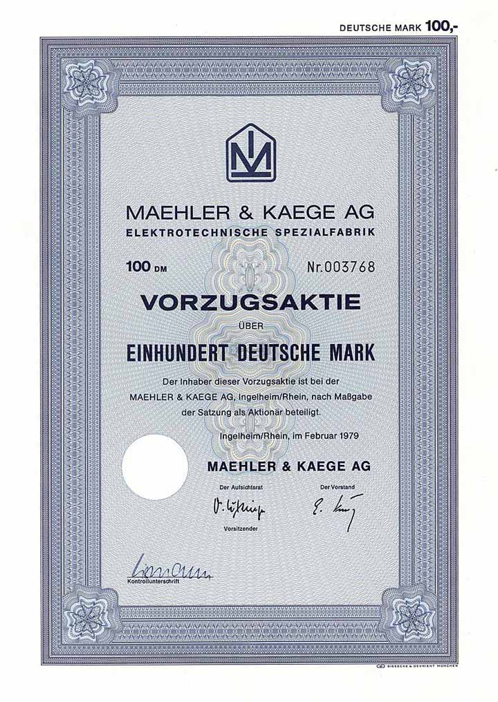 Maehler & Kaege AG Elektrotechnische Spezialfabrik