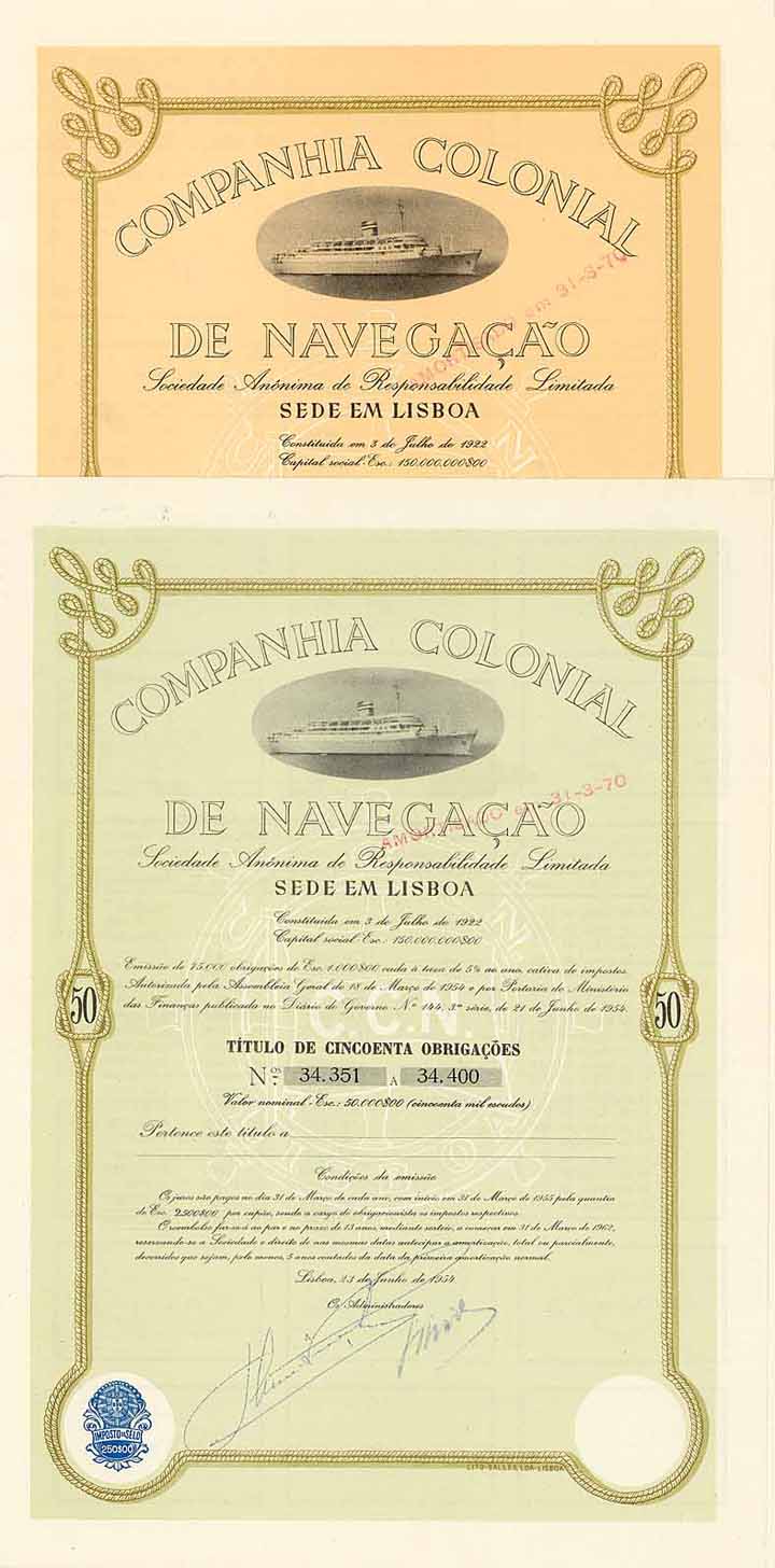 Cia. Colonial de Navegacao (2 Stücke)