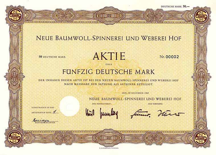 Neue Baumwoll-Spinnerei und Weberei Hof