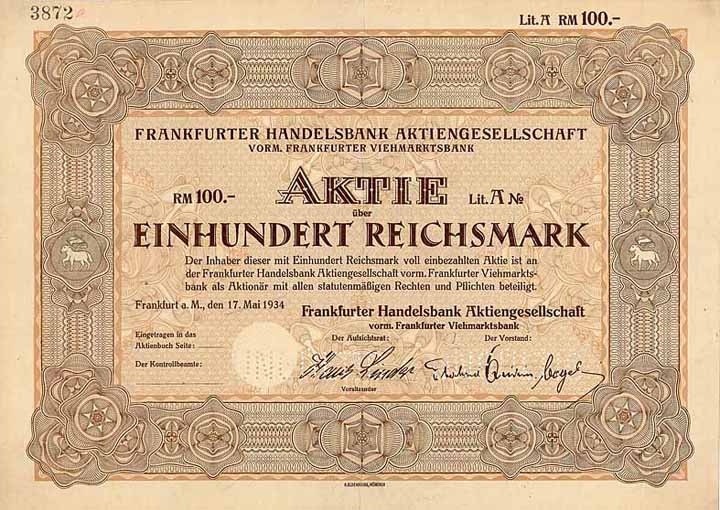 Frankfurter Handelsbank AG vorm. Frankfurter Viehmarktsbank