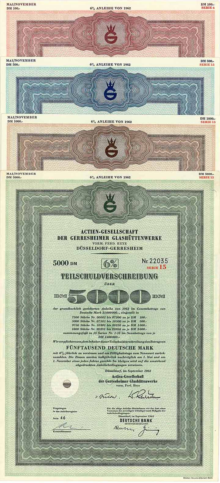 AG der Gerresheimer Glashüttenwerke vorm. Ferd. Heye (4 Stücke)