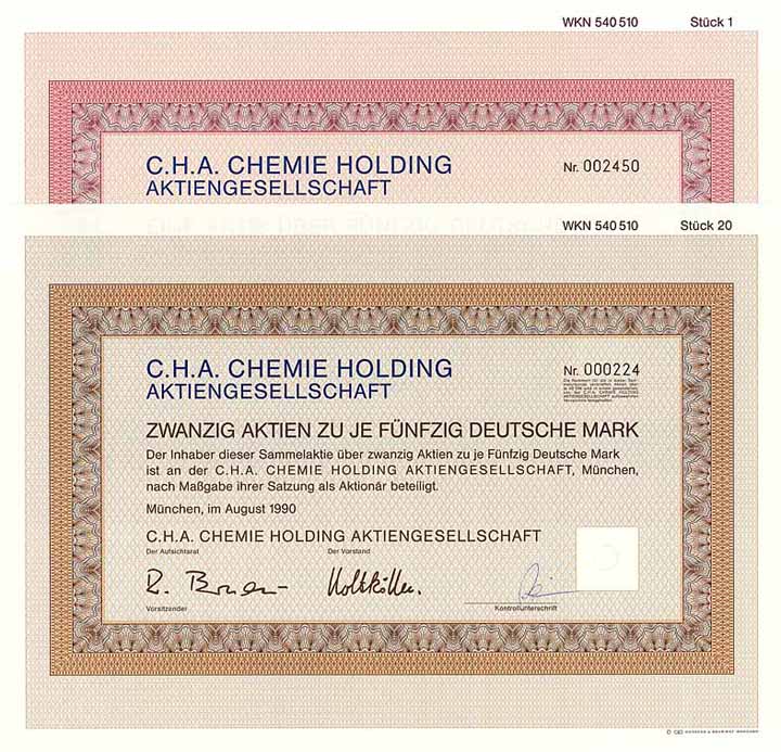 C.H.A. Chemie Holding AG (2 Stück)