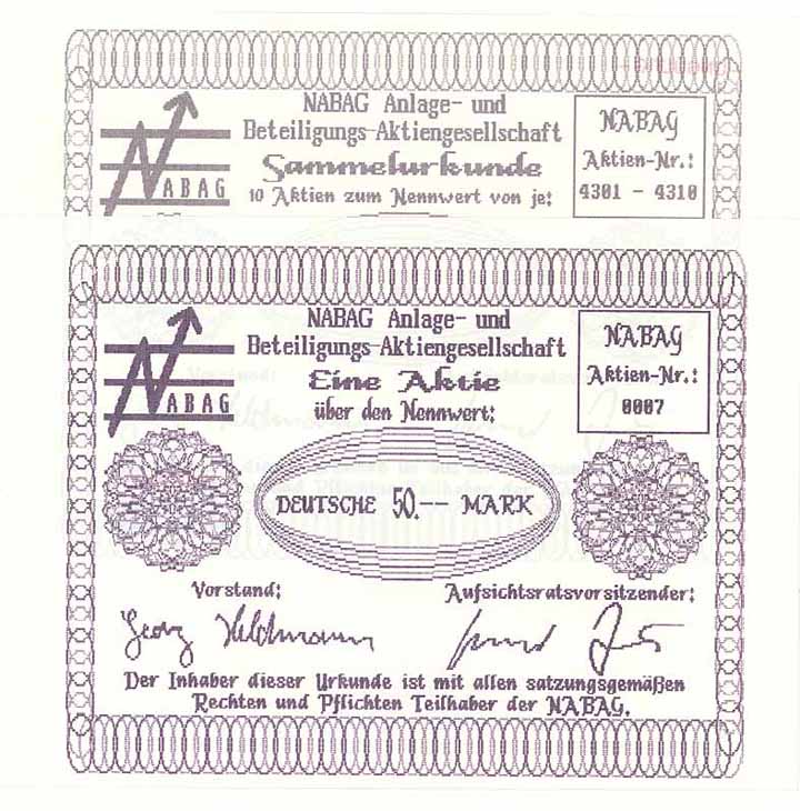NABAG Anlage- und Beteiligungs-AG (2 Stücke)