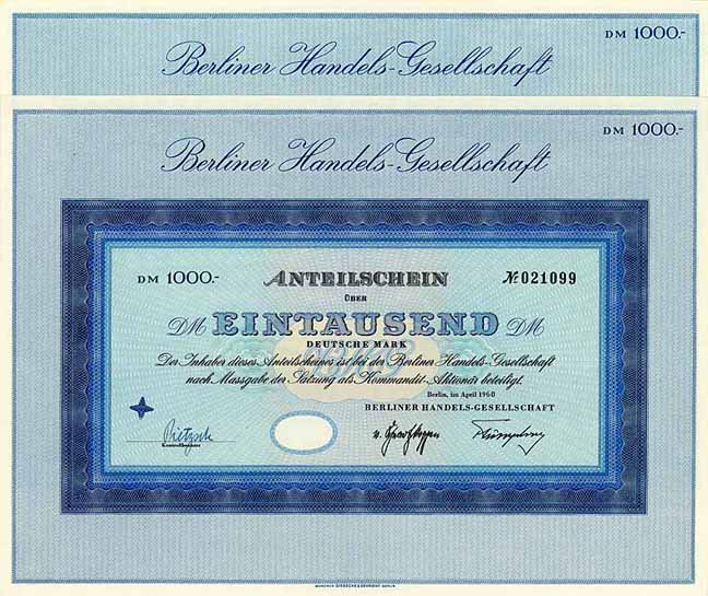Berliner Handels-Gesellschaft (2 Stücke)