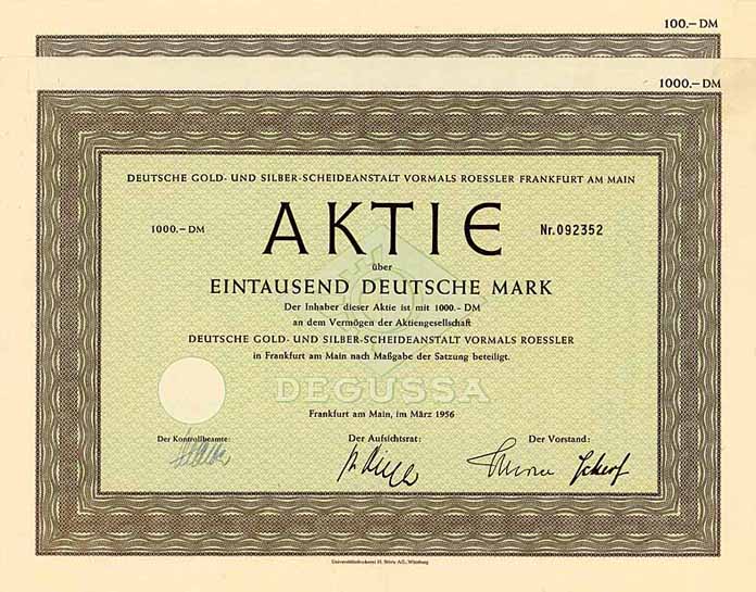 Deutsche Gold- und Silber-Scheideanstalt vormals Roessler (2 Stücke)