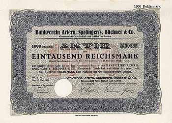 Bankverein Artern Spröngerts, Büchner & Co. KGaA