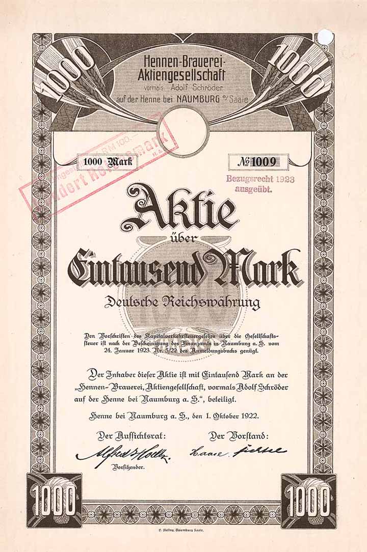 Hennen-Brauerei AG vorm. Adolf Schröder