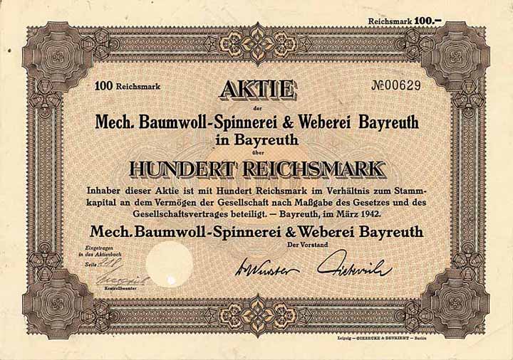 Mech. Baumwoll-Spinnerei & Weberei Bayreuth