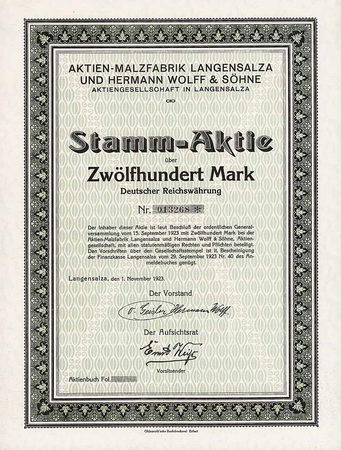 Aktien-Malzfabrik Langensalza und Hermann Wolff & Söhne AG