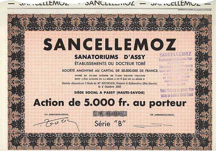 Sancellemoz Sanatorium d’Assy Établissements du Docteur Tobé