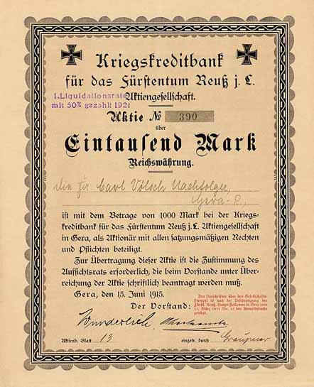 Kriegskreditbank für das Fürstentum Reuß j.L. AG
