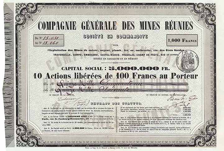 Cie. Gen. des Mines Réunis Soc. en Commandite