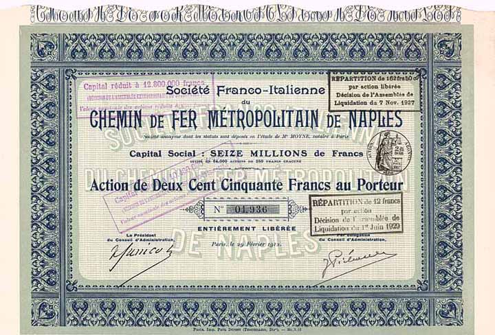 Soc. Franco-Italienne du Chemin de Fer Métropolitain de Naples