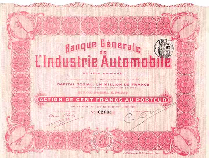 Banque Générale de L’Industrie Automobile S.A.