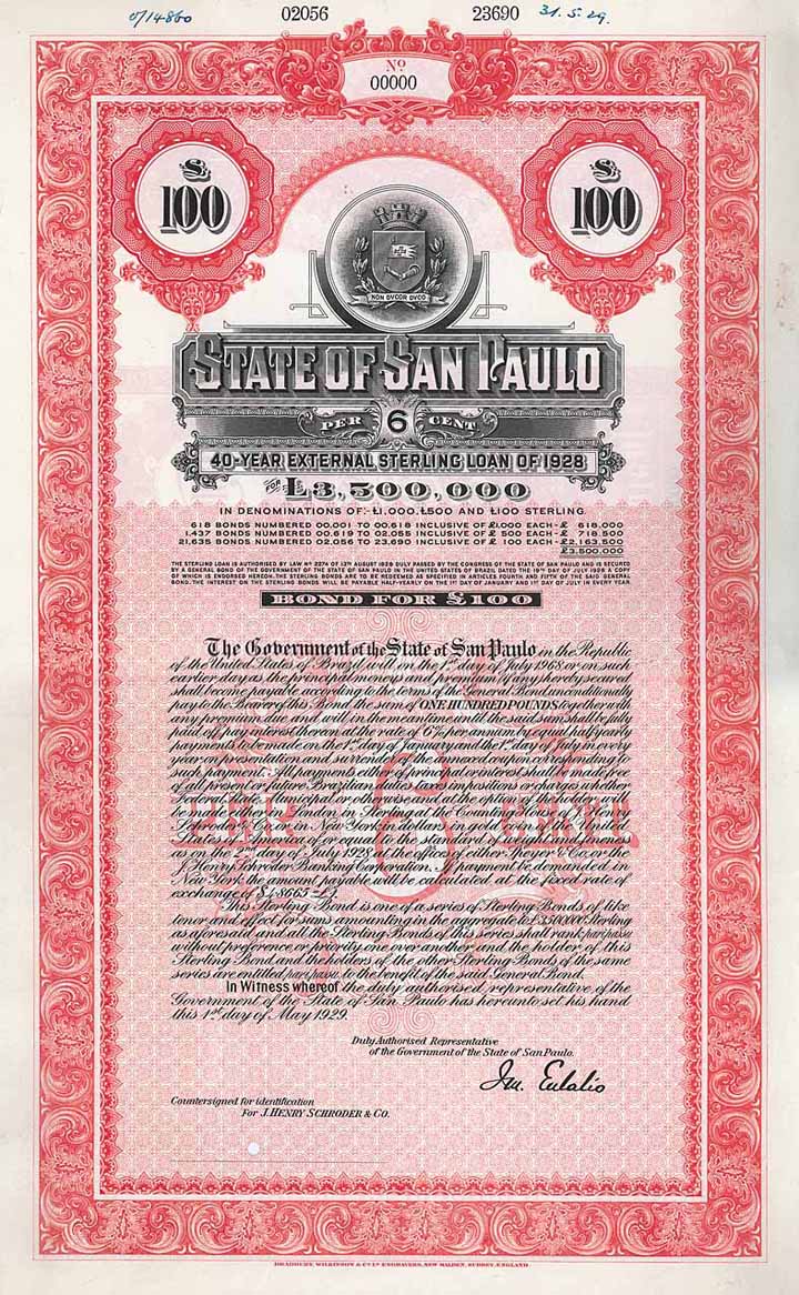 State of San Paulo External Sterling Loan of 1928