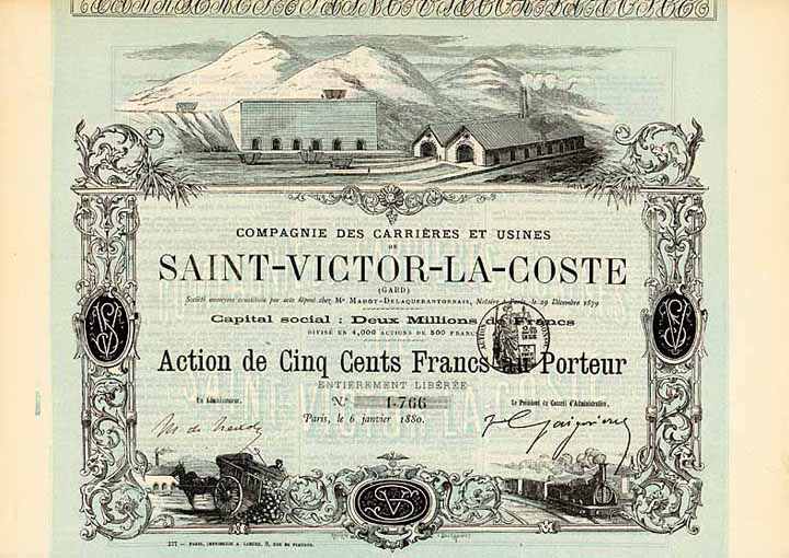 Comp. des Carrières et Usines Saint-Victor-La-Coste (Gard) S.A.