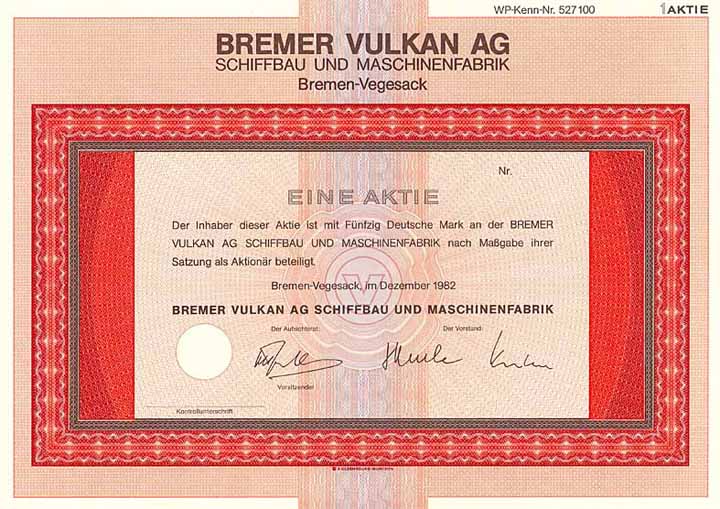 Bremer Vulkan AG Schiffbau und Maschinenfabrik