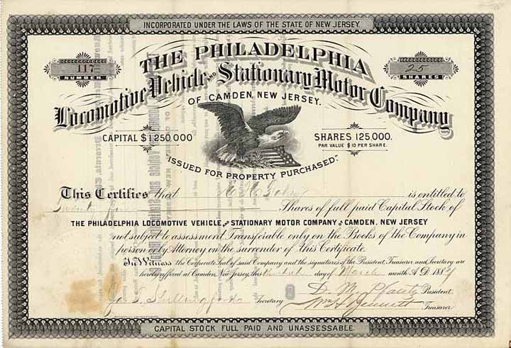 Philadelphia Locomotive Vehicle and Stationary Motor Co.