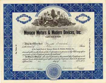 Monaco Motors & Modern Devices, Inc.