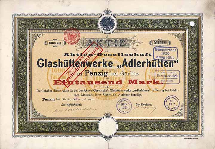 AG Glashüttenwerke "Adlerhütten"