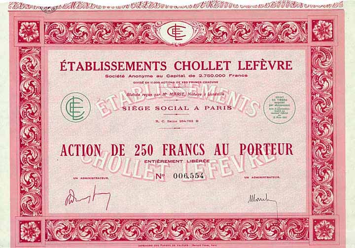 Établissements Chollet Lefèvre S.A.