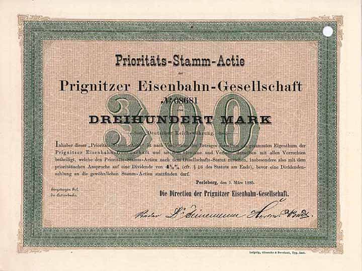 Prignitzer Eisenbahn-Gesellschaft (ohne RM-Umstellungsstempel)