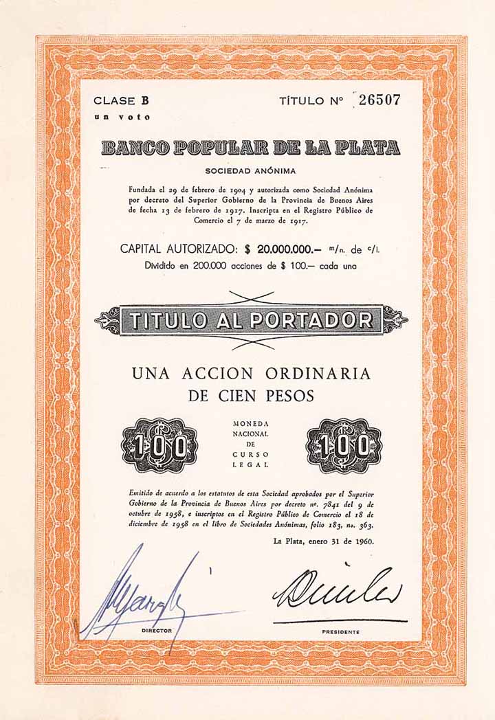 Banco Popular de La Plata S.A.