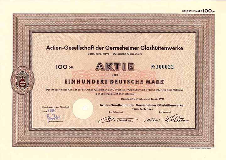 AG der Gerresheimer Glashüttenwerke vorm. Ferd. Heye