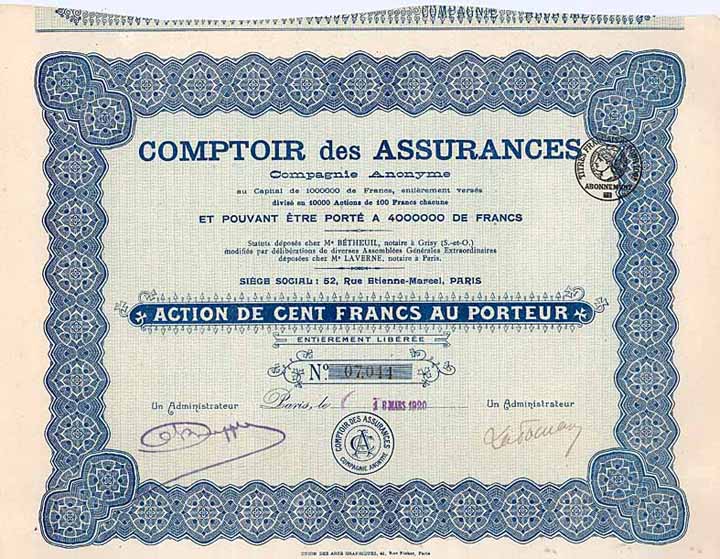 Comptoir des Assurances Comp. Anonyme